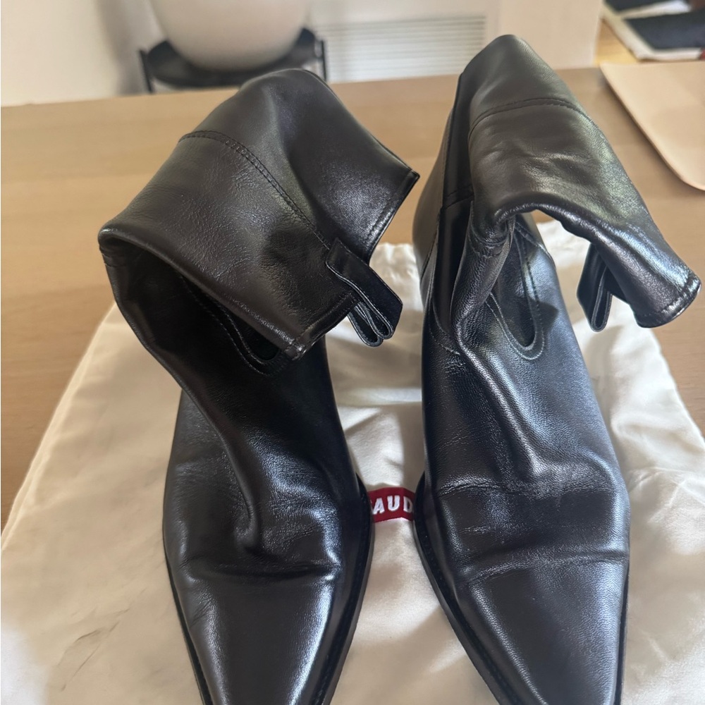 Staud June Black Leather Ankle Boots